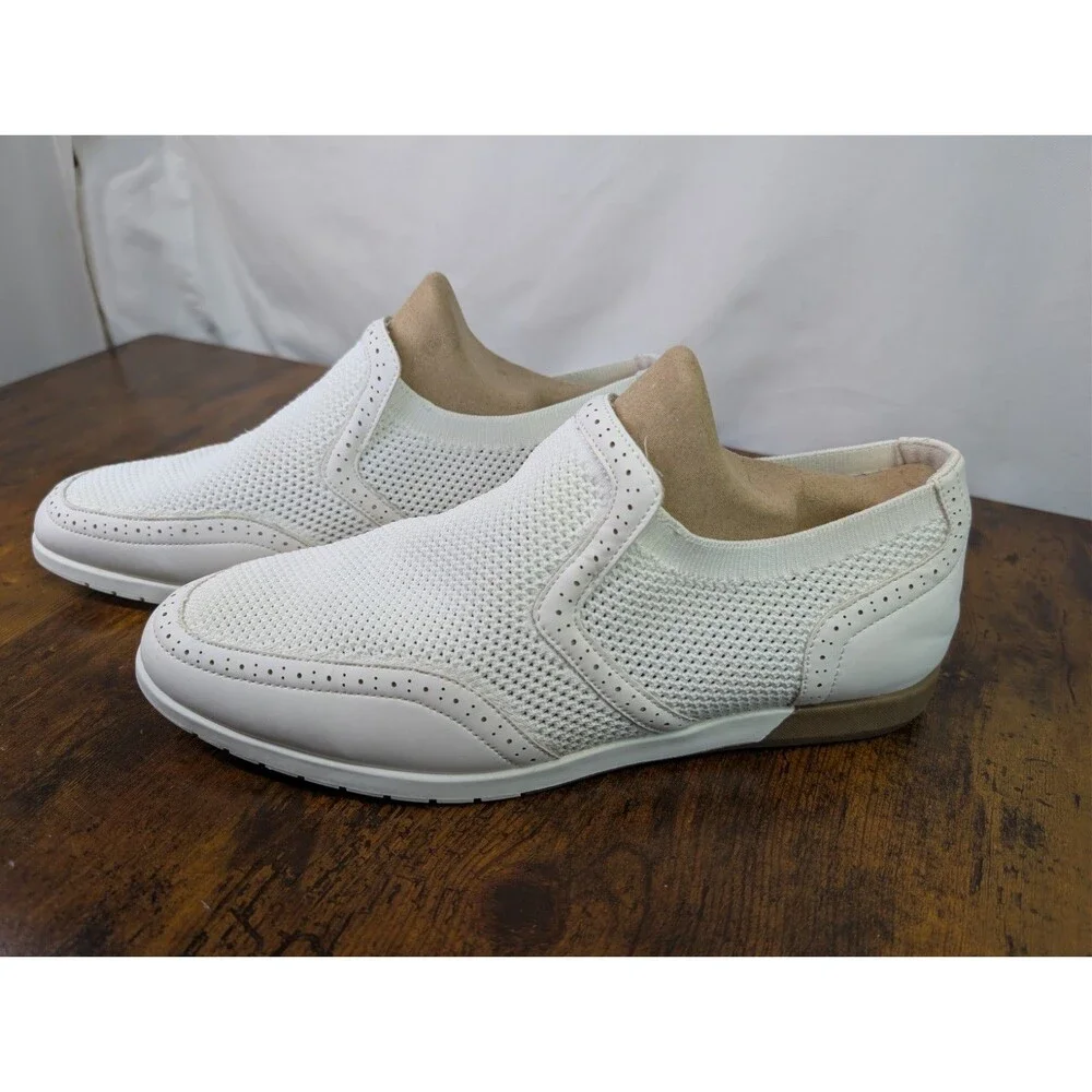 Brooklyn 718 Men's Slip On Mesh Loafers White Casual Comfort Shoes Size 11.5